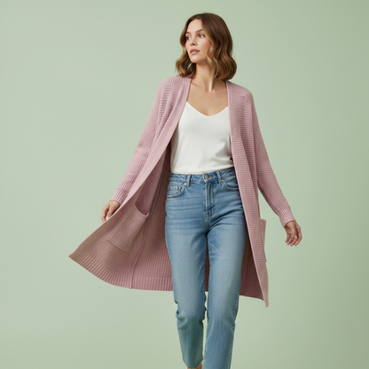 Cardigan Elegante Lungo Donna in Lana | Moda Femminile