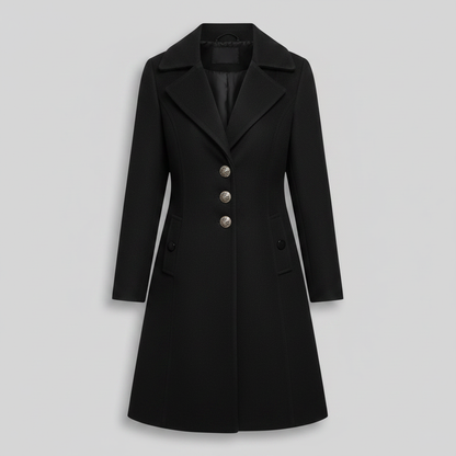 Cappotto Lungo Nero Donna Elegante | Cappotto in Misto Lana
