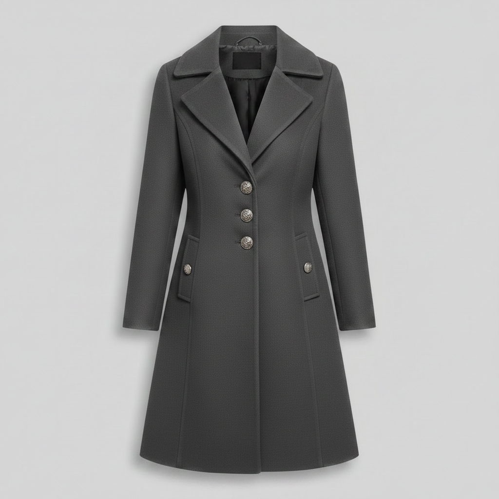 Cappotto Lungo Nero Donna Elegante | Cappotto in Misto Lana