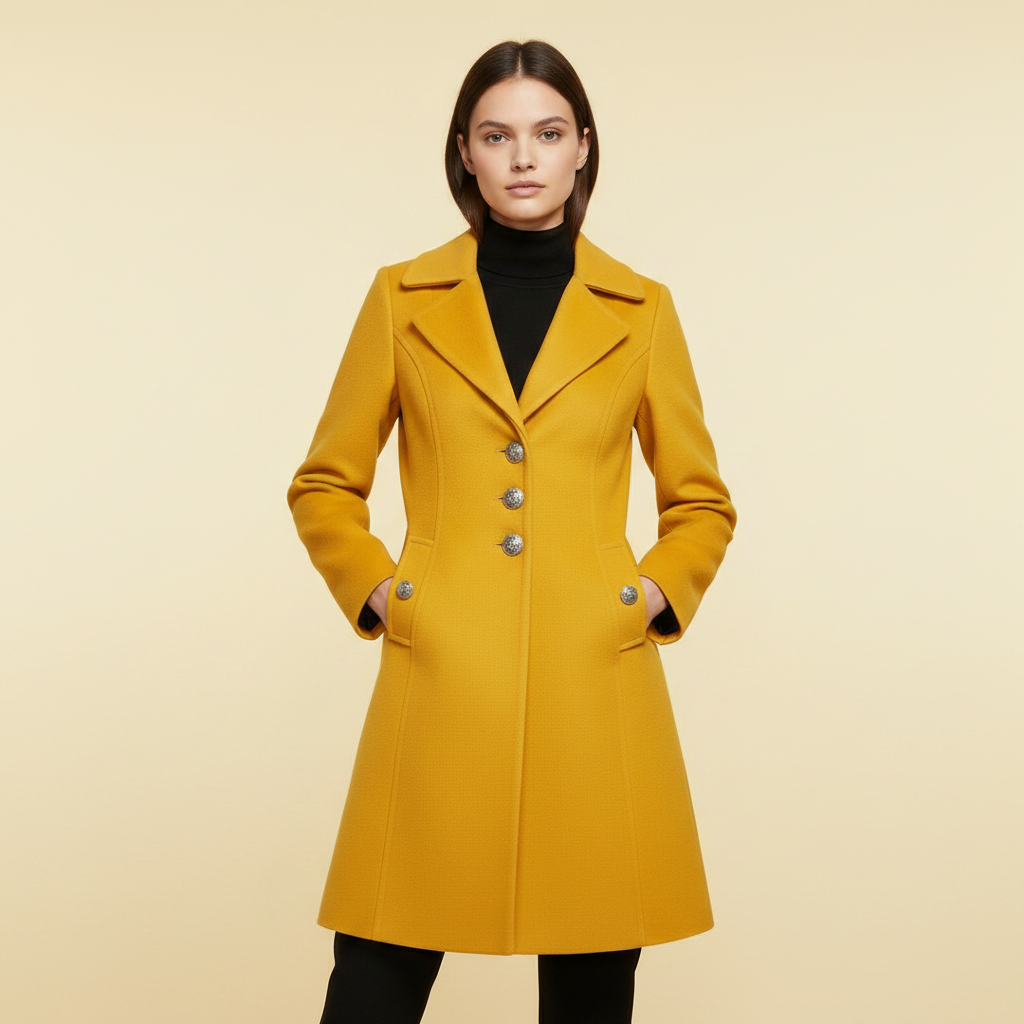 Cappotto Lungo Nero Donna Elegante | Cappotto in Misto Lana
